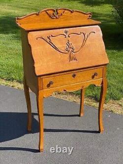 Antique Victorian Tiger Oak Ladies Writing Desk