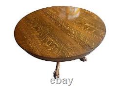 Antique Victorian Tiger Oak Table with Ext Leaves