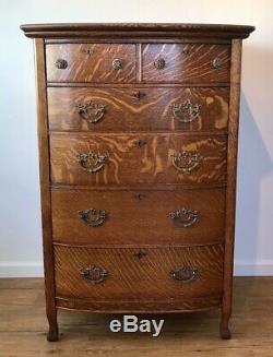Antique Victorian Tiger Oak Tall Dresser