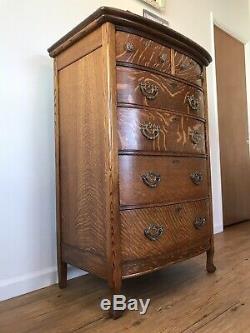 Antique Victorian Tiger Oak Tall Dresser