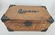 Antique Victorian Tiger Oak Wooden Cigar Box Humidor Tobacco Storage Box Brass