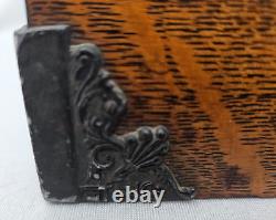 Antique Victorian Tiger Oak Wooden CIGAR BOX Humidor Tobacco Storage Box Brass