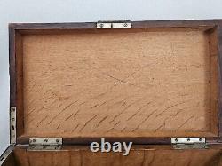 Antique Victorian Tiger Oak Wooden CIGAR BOX Humidor Tobacco Storage Box Brass