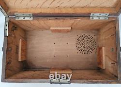 Antique Victorian Tiger Oak Wooden CIGAR BOX Humidor Tobacco Storage Box Brass