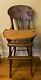 Antique Victorian Tiger Oak Wooden High Chair Child's Feeding Chair W Cane Seat