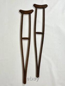 Antique Victorian Tiger Stripe Oak Childs Medical Crutches 31 VERY RARE! 2673