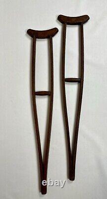 Antique Victorian Tiger Stripe Oak Childs Medical Crutches 31 VERY RARE! 2673