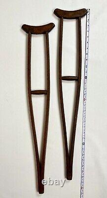 Antique Victorian Tiger Stripe Oak Childs Medical Crutches 31 VERY RARE! 2673