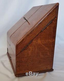 Antique Victorian tiger oak stationery writing box compendium Parkins & Gotto