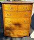 Antique Vintage Dresser Tiger Oak Wood 6 Drawer Highboy Chest