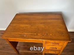 Antique Vintage Solid Oak 4-drawer Desk with Chair