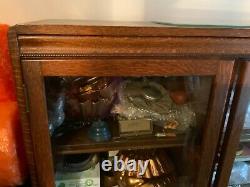 Antique Vintage Solid Tiger Oak Display Cabinet