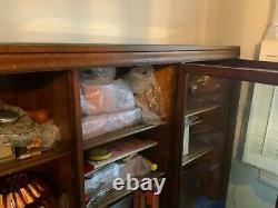 Antique Vintage Solid Tiger Oak Display Cabinet