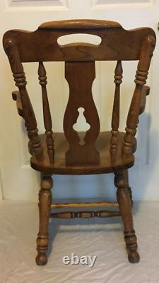 Antique Vintage Solid Tiger Oak Wood Colonial Style Arm Chair Rare