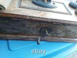 Antique Vintage Tiger Oak Case Kellogg Hand Crank Wall Telephone WORKS READ DESC
