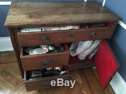 Antique Vintage Tiger Oak Wash Stand Dresser Toy Chest or Bars RARE & UNIQUE