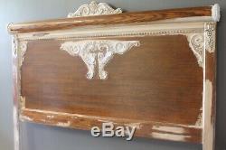 Antique/Vintage Tiger Oak Wood Queen Size Bed Farmhouse/Rustic Style Furniture