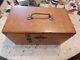 Antique Vintage Tiger Wood Oak Or Maple Box With Tray Handle Hinges 12x6.5
