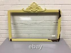 Antique Vtg Painted Tiger Oak Wood Picture Ornate Topped Frame Rounded 26 X 19