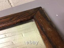 Antique Vtg Tiger Stripe Oak Framed Beveled Mirror 16 1/4 X 12 1/8 Ghosting