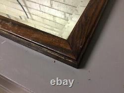 Antique Vtg Tiger Stripe Oak Framed Beveled Mirror 16 1/4 X 12 1/8 Ghosting