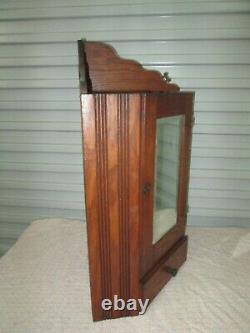 Antique Wall or Free Standing Corner Cabinet Cupboard / Beveled Mirror