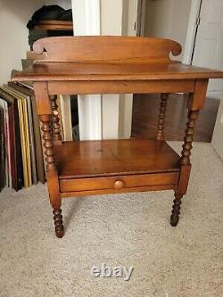 Antique Wash Stand-accent Table With Backsplash And Drawer