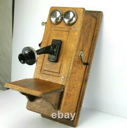 Antique Western Electric Tiger Oak Wall Mount Hand Crank Telephone Decor Only