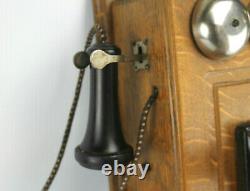 Antique Western Electric Tiger Oak Wall Mount Hand Crank Telephone Decor Only