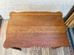 Antique Writing Desk Library Table Tiger Oak One drawer Bottom Shelf