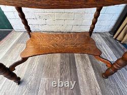 Antique Writing Desk Library Table Tiger Oak One drawer Bottom Shelf