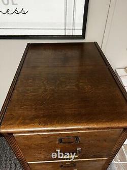 Antique Yawman & Erbe 4 Drawer, Tongue & Groove, Tiger Oak Library File Cabinet