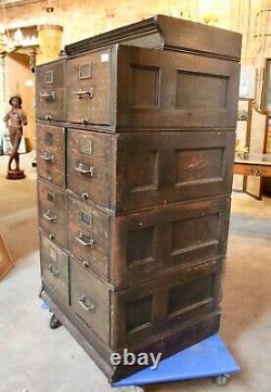 Antique Yawman and Erbe Tiger Oak 8 Drawer Filing Cabinet 1890-1905 Funtional