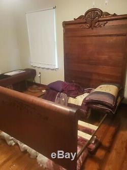 Antique and vintage Tiger Oak High Back Bed