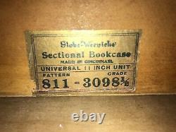 Antique c. 1910 era Lundstrom leaded glass tiger oak barrister bookcase