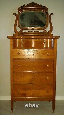 Antique (circa early 1900s) English Tiger Oak dresser and chest