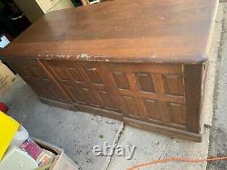 Antique large Solid tiger oak desk /display gallery table