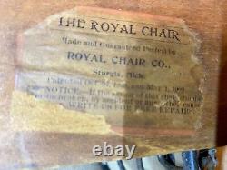 Antique solid Tiger Oak push button recliner made by The Royal Chair Company