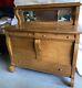 Antique Tiger Oak Empire Sideboard Buffet With Beveled Glass Mirror