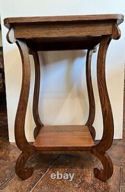 Antique tiger oak accent table