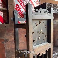 Antique tiger oak mission arts & crafts Grandfather tall case clock 1910 project