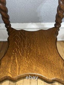 Antique tiger oak parlor side table Withbrass and crystal ball feet Mint Condition