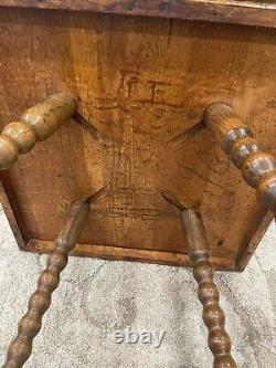 Antique tiger oak parlor side table Withbrass and crystal ball feet Nice Condition