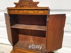 Antique unique MEDICINE CHEST 2 compartments Tiger oak 34H x 25W x 6D