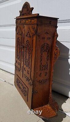 Antique unique MEDICINE CHEST 2 compartments Tiger oak 34H x 25W x 6D