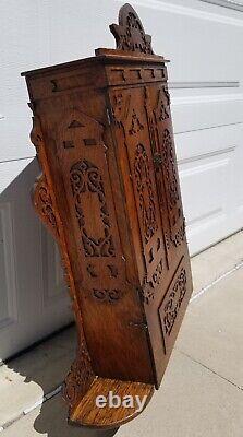 Antique unique MEDICINE CHEST 2 compartments Tiger oak 34H x 25W x 6D