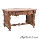 Antique Victorian 1880 Tiger Oak Northwind & Lion Head Library Table Horner