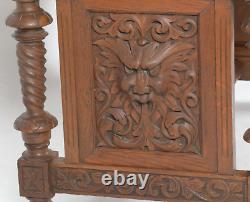 Antique victorian 1880 tiger oak northwind & lion head library table horner