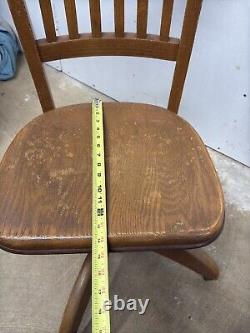 Antique vintage tiger oak office swivel chair mission quartersawn adjustable