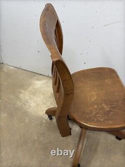 Antique vintage tiger oak office swivel chair mission quartersawn adjustable